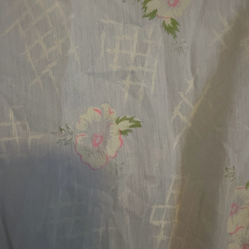 Vintage Floral Lace Trim Empire Waist Maxi Nightgown White prairie Cottagecore M - Picture 6 of 7